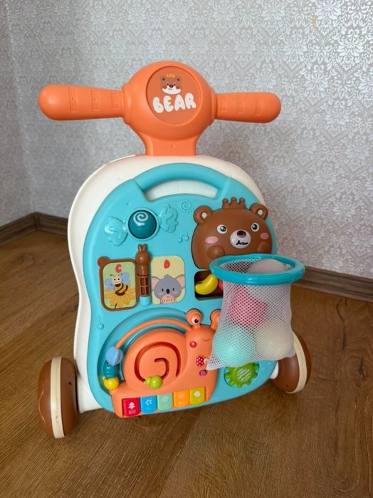 Дитяча каталка-ходунки 4в1 Bear з розвивальними іграшками