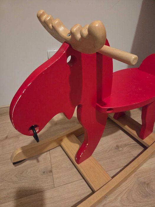 Ekorre Łoś na biegunach IKEA , czerwony/drewno kauczukowe