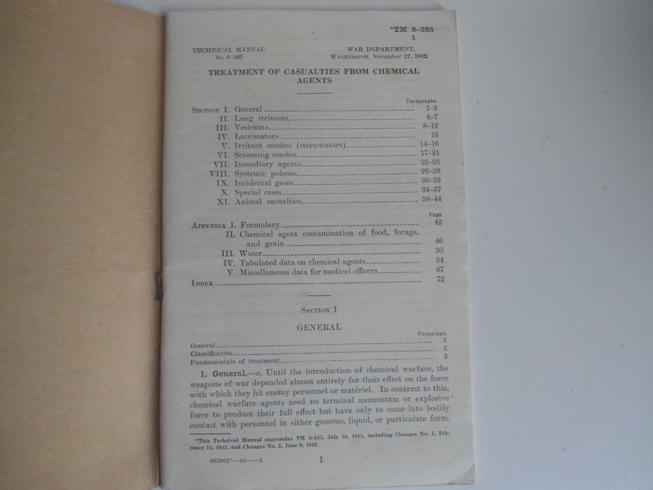 Manual Técnico (TM 8-285)  Departamento de Guerra USA (1942)