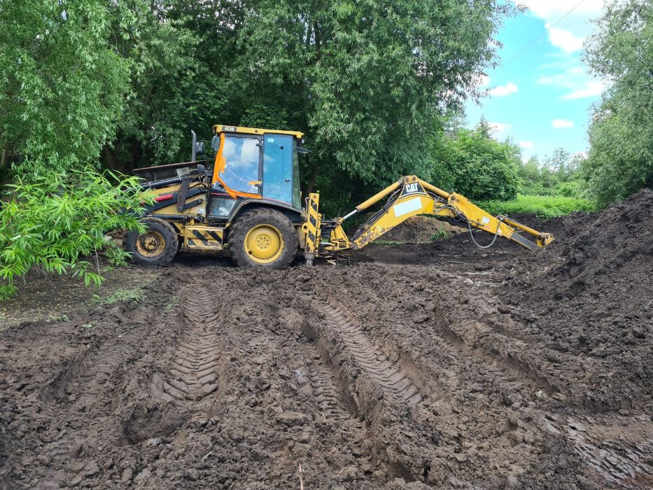 Usługi koparką long 17,5m, roboty ziemne, czyszczenie stawów