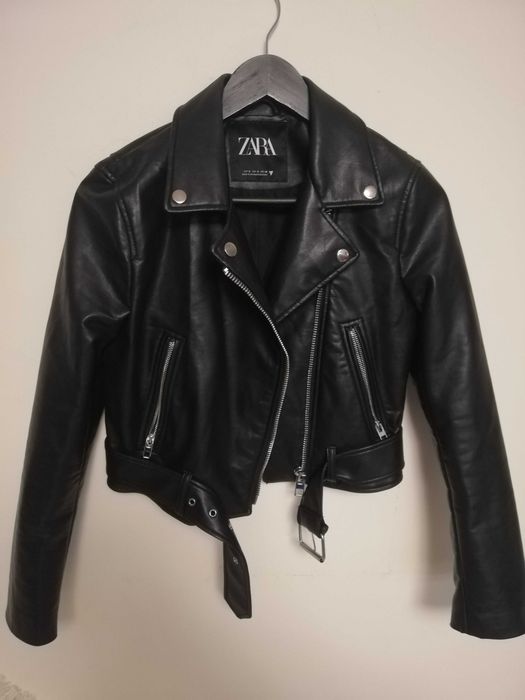 ramoneska Zara s 36 kurtka skórzana Zara 36 s czarna kurtka biker s 36