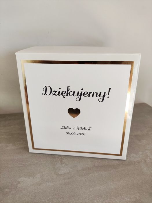 Pudełko na koperty personalizowane na ślub wesele eko i białe