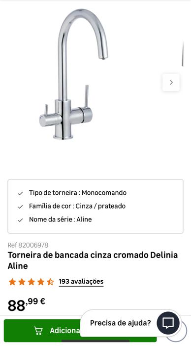Torneira de cosinha com osmose (agua filtrada)