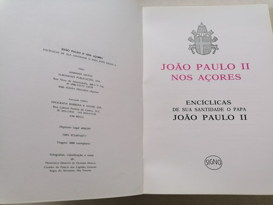 Livro João Paulo II nos Açores