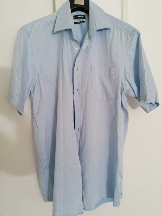 Charles Vögele easy care koszula w paski błękitna 41/42