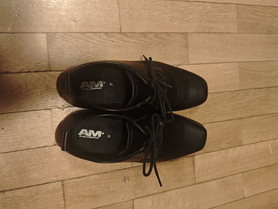 Czarne eleganckie buty wizytowe męskie AM Shoe – Rozmiar 37