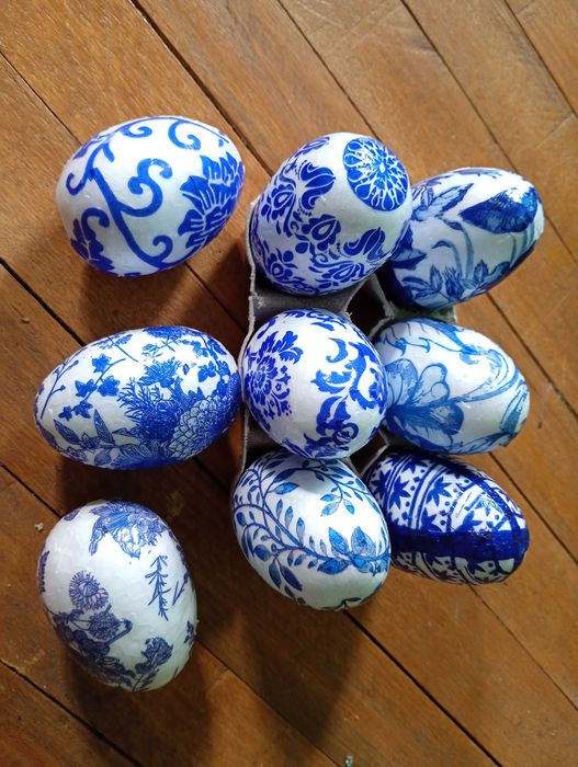 Conjunto de 6 ovos decorativos