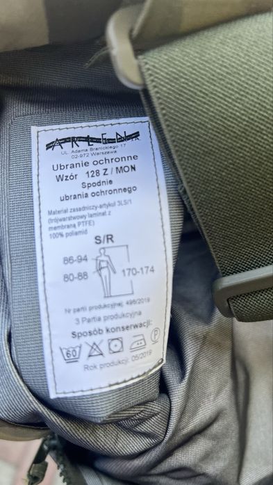 Spodnie wodoodporne goretex s/r wojskowe