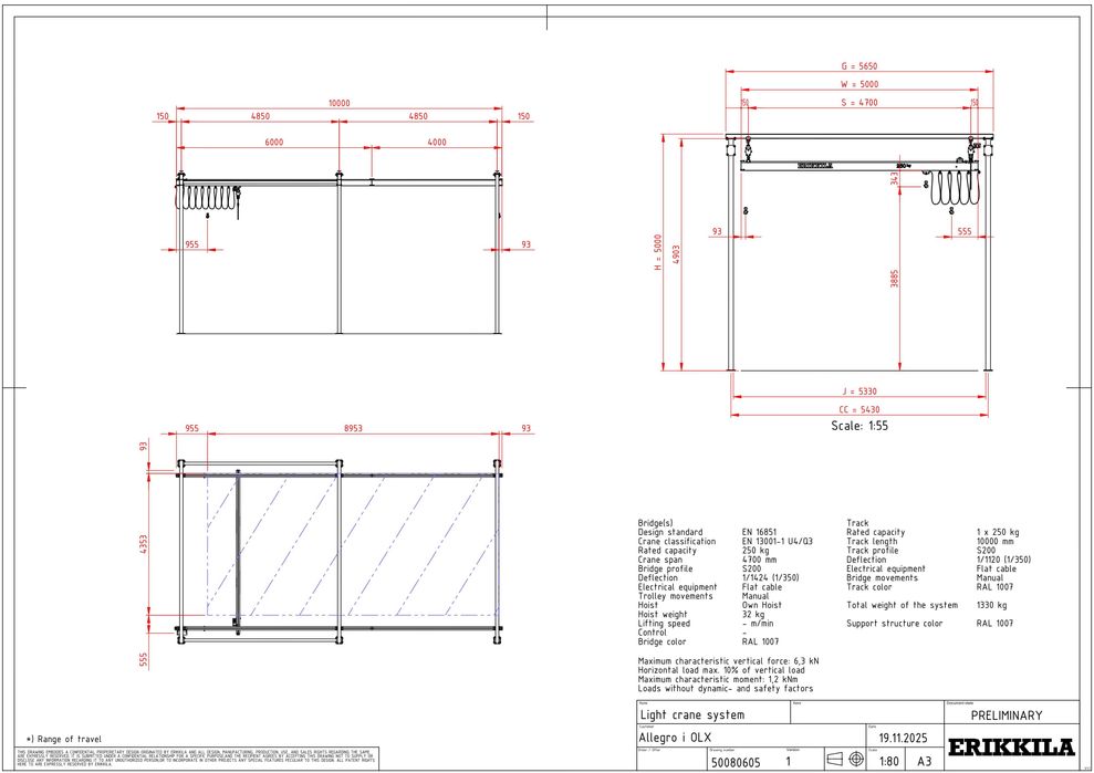 Suwnica lekka KITO Erikkila – PROSYSTEM Light Crane do 2 000 kg
