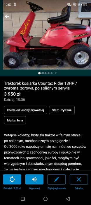 Traktorek kosiarka kosz zamiatarka (zbiera liście, śmieci)