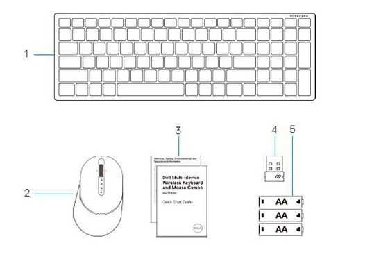 Беспроводная клавиатура с мышью Dell KM7120W (USB/BT, black)