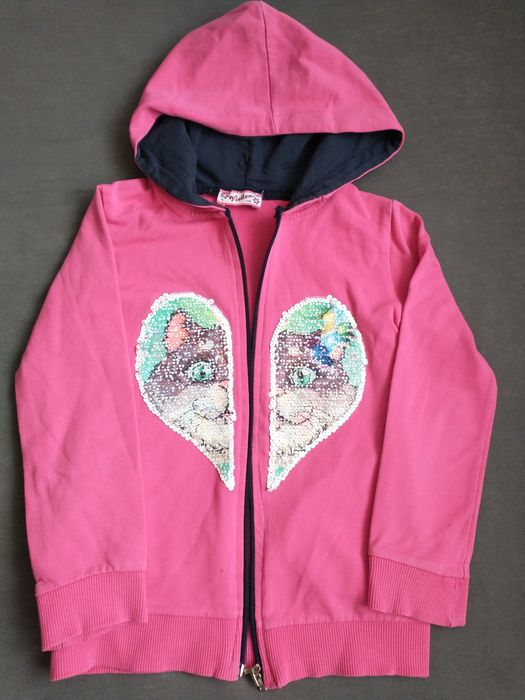 Bluza z kapturem Viollen 116 cekiny  fuksja bdb-