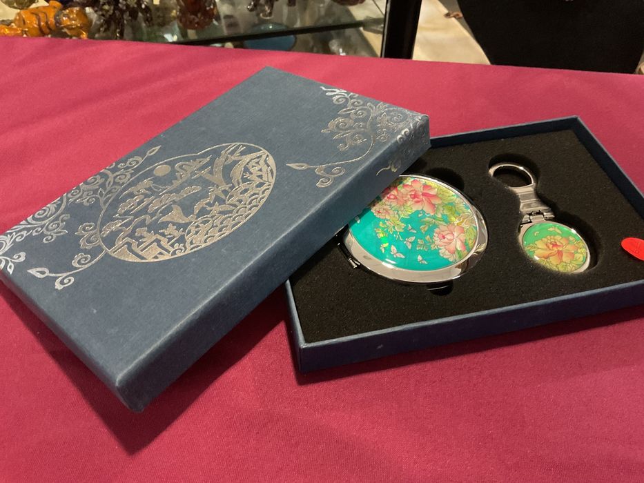 Estojo espelho e porta chaves decoração mother of pearl