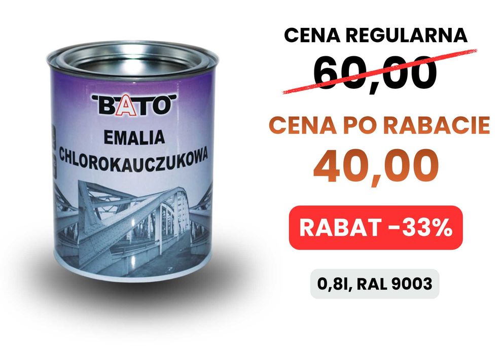 Emalia chlorokauczukowa BATO RAL 9003 Biała 0.8l