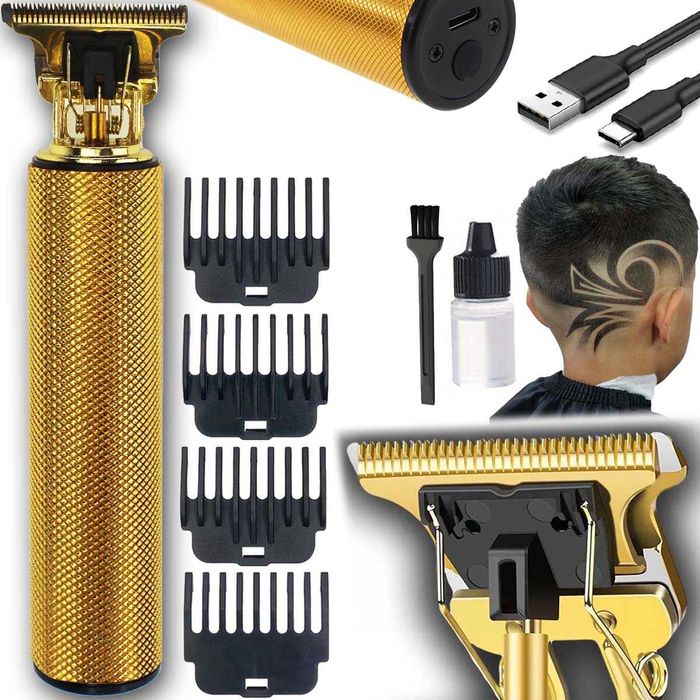 Trymer maszynka do strzyżenia brody włosów zarostu golarka złota USB