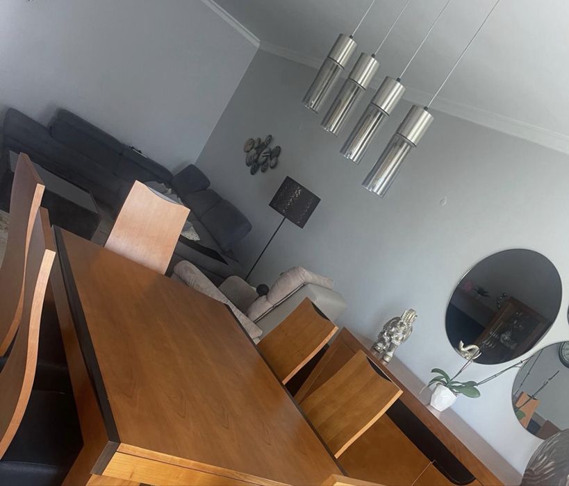 Candeeiro de teto inox e vidro espelhado