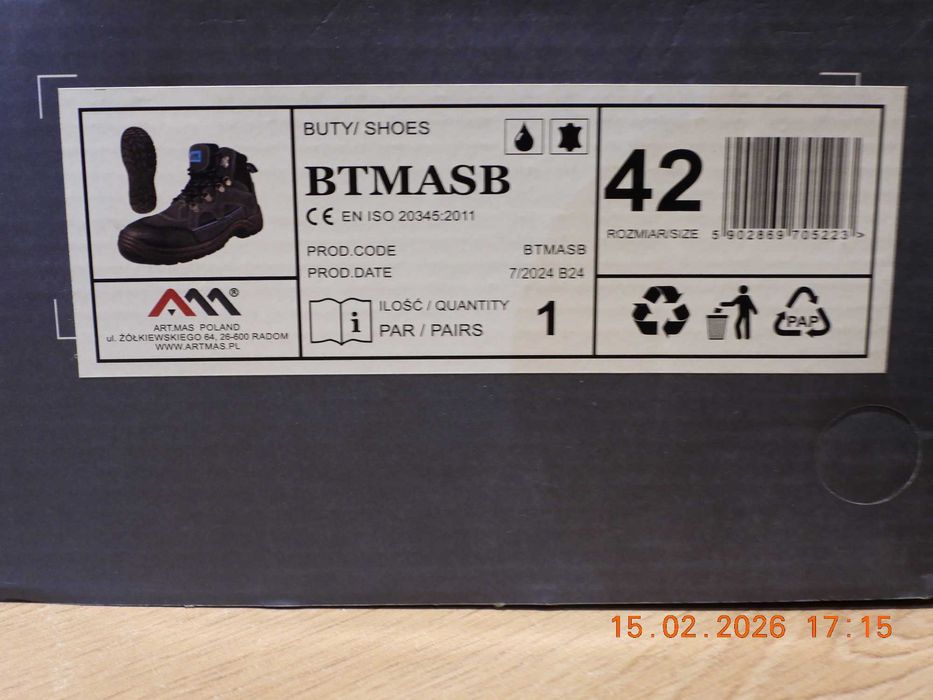 Obuwie robocze - ART MAS- BTMAS - rozm. 42  NOWE