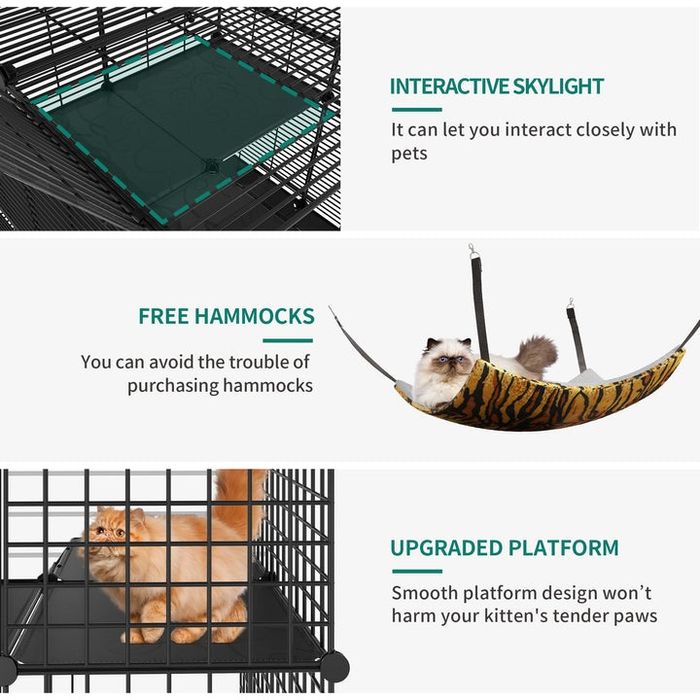 YITAHOME Cat Cage Indoor 3-рівнева клітка для котів та дрібних тварин