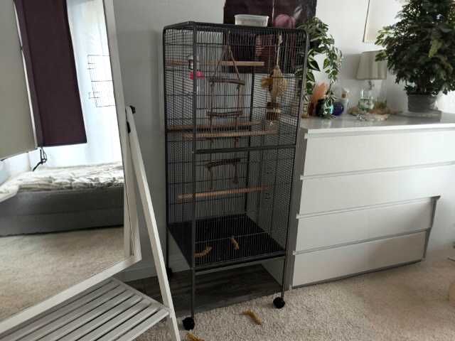 NOWA Duża Woliera dla ptaków klatka dla papug 4 drążki poidełko