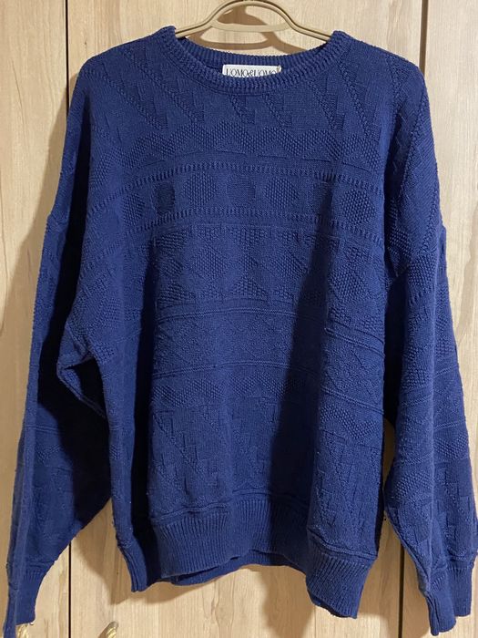 Uomo & uomo r 54 XL /XXL męski sweter niebieski crewneck Made in Italy