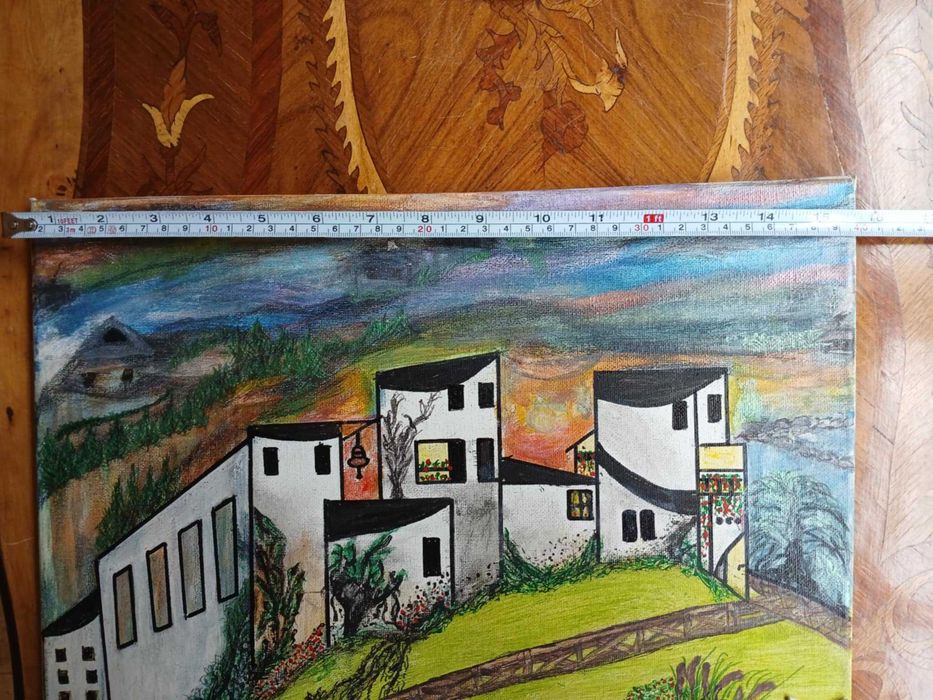 Obraz ręcznie malowany na płótnie "Nowoczesne Miasto" wymiary 40x30cm