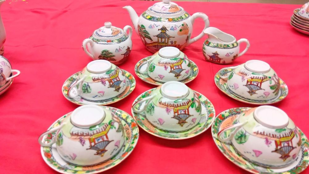 Serviço de chá porcelana de Macau