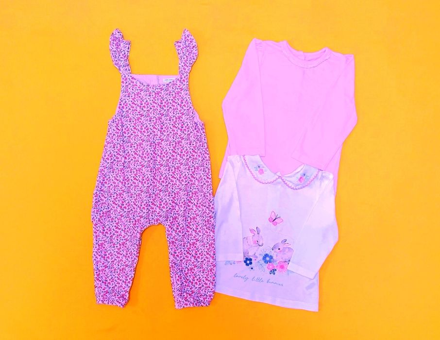 Набор теплой одежды для девочки 9-12 мес. (74-80см).  Цена за набор.