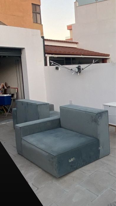 Sofá de canto grande azul 2,5m