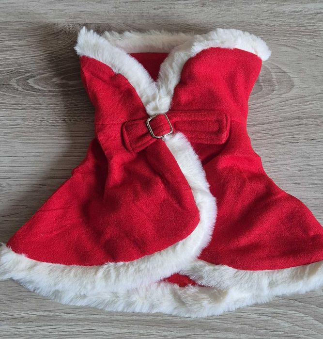 Przebranie Narzutka kamizelka Św. Mikołaja dla kota psa na rzep