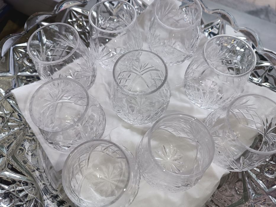 Kieliszki kryształowe PRL 9 szt.