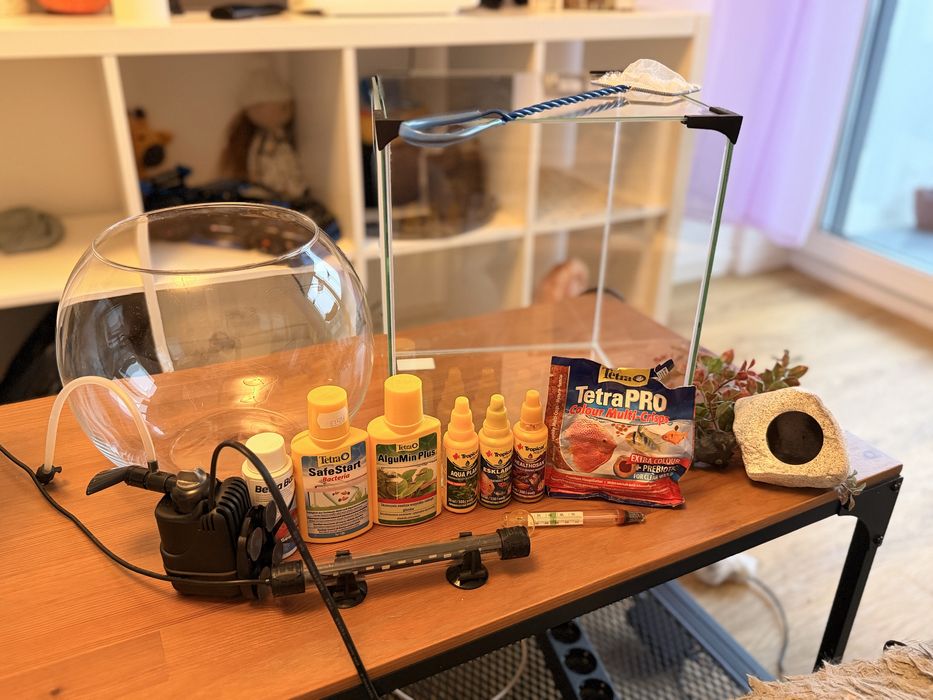 Akwarium i zestaw, kula, akcesoria akwarystyczne