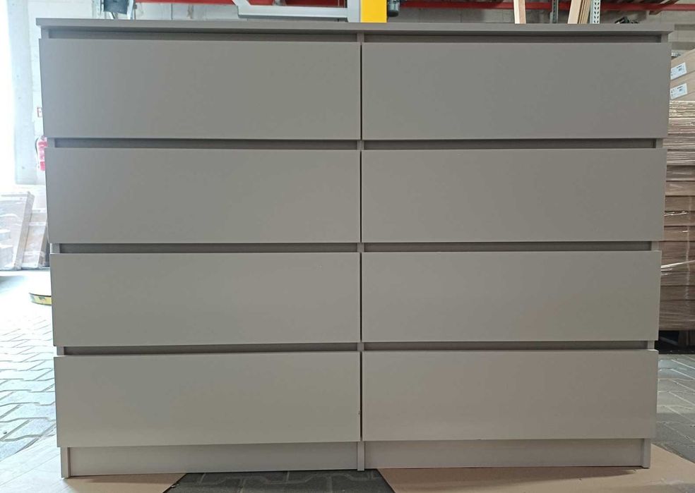 Duża nowoczesna komoda MAJA S8 140 cm kaszmir 8 szuflad