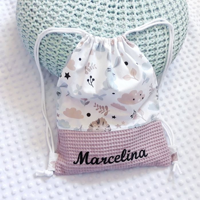 WOREK PLECAK do przedszkola do żłobka na WF haft IMIĘ