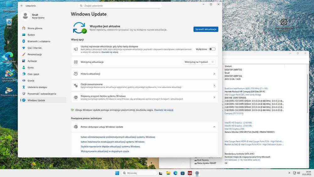 Komputer Hp Intel 2x2,7GHz ram 8GB hdd 1000 GB Windows 11