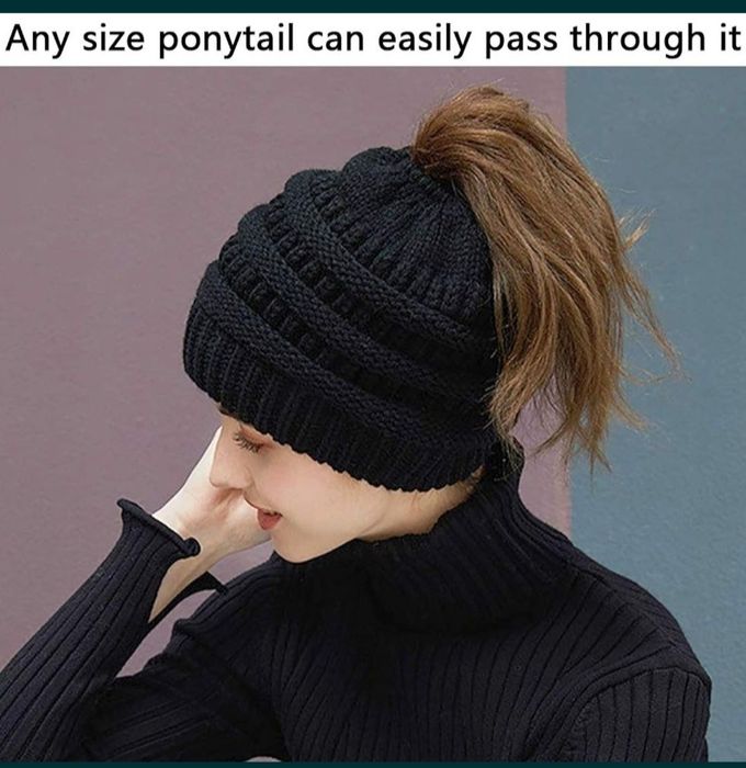 2 sztuki komplet czapka z dziurką na kucyk ciepła dzianina