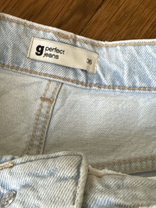 Прямые джинсы голубые высокая талия zara hm