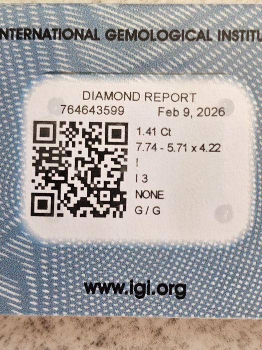 Naturalny brylant 1.41 ct oval, IGI Certyfikat – Super Okazja!
