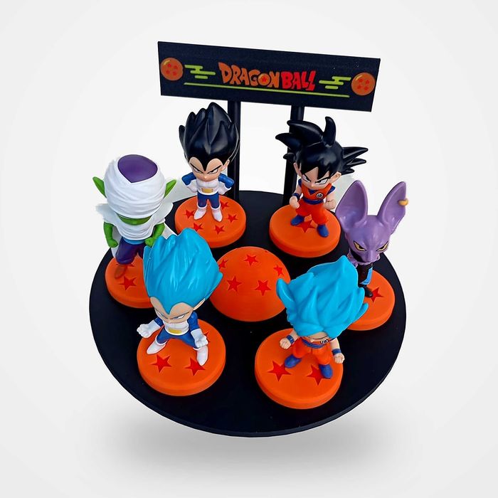 Pedestal das Sete Esferas Dragon Ball Super - Suporte 6 Figuras Menu Super Saiyan