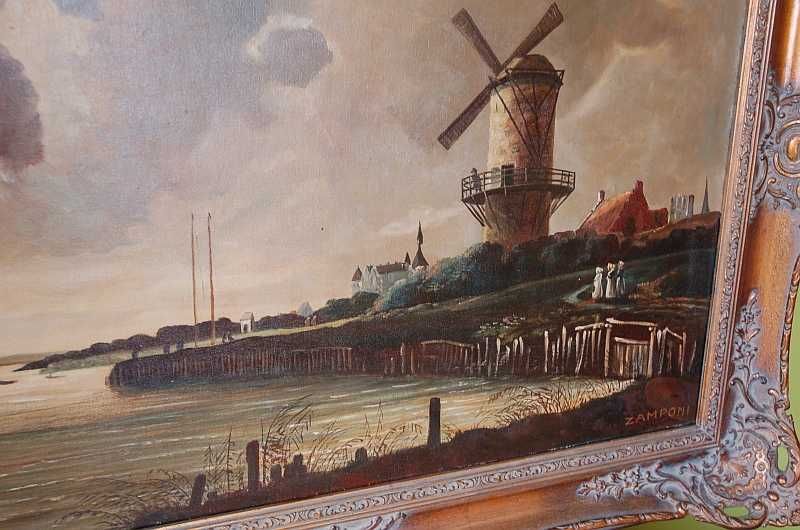 Piękny obraz olej na płótnie - Marynistyka - Sygn 100x80 - Rama GRATIS