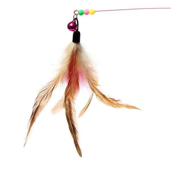 Игрушка на гибкой проволоке с перьями и колокольчик для котов и собак