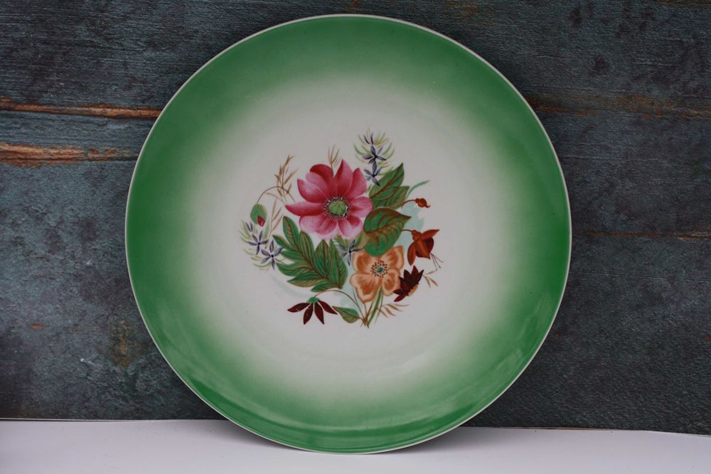 Duży talerz patera w kwiaty do powieszenia PRL