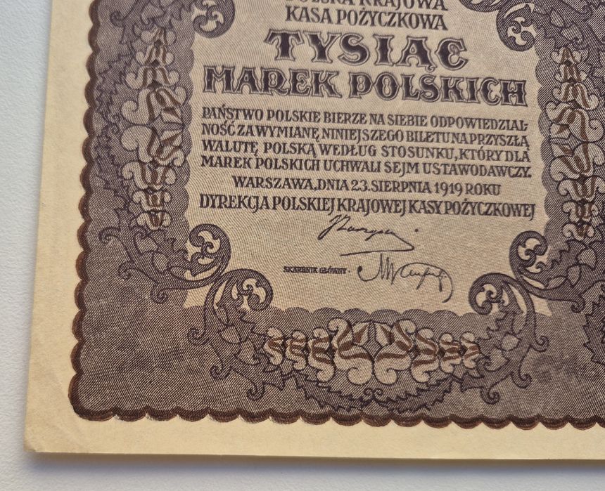 Польща 1000 марок 1919 р. aUNC