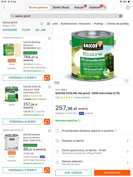 Olej wosk twardy saicos 3308 grunt 3408