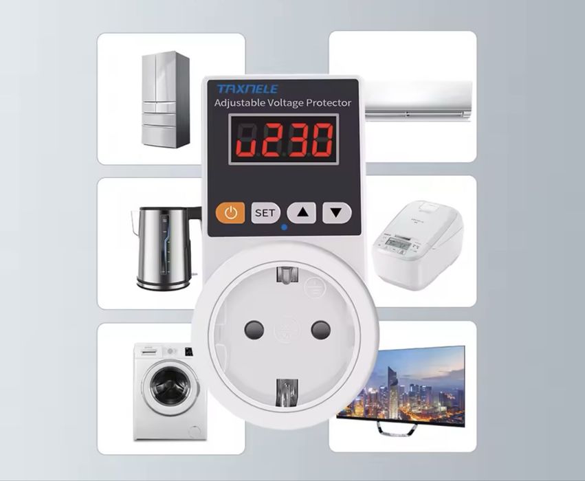 ‼️Реле напруги в розетку з дисплеєм Taxnele 220В 16А‼️