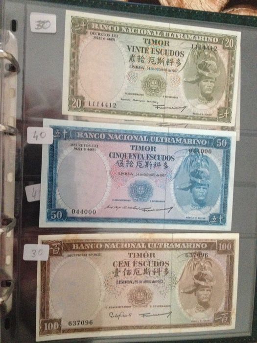 TIMOR 3 Notas novas NÃO CIRCULADAS com pequenas manchas de humidade