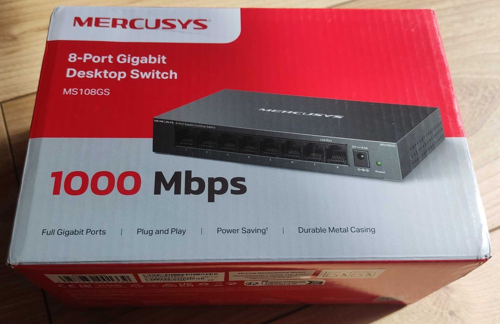 SWITCH Mercusys MS108GS 8-Portowy Przełącznik Gigabit Metalowy1000Mbps