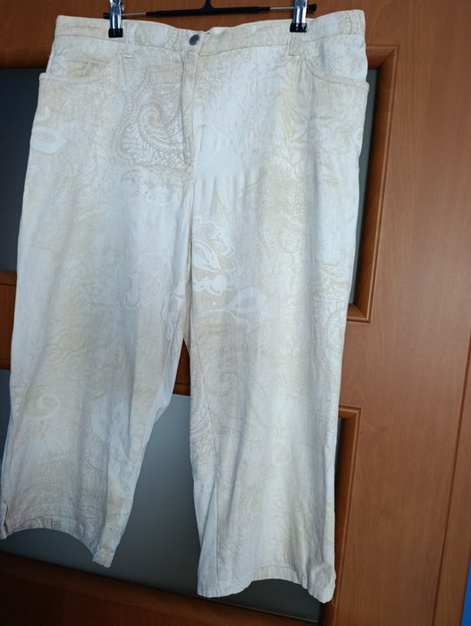 Kremowe rybaczki we wzorki XL wysoki stan