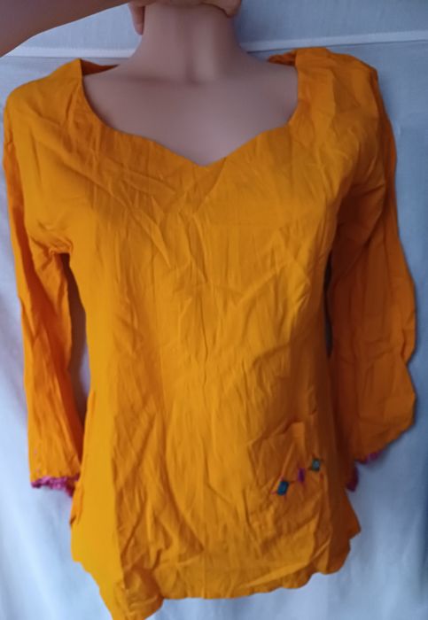 Koszula bluzka orientalna made in India pomarańcz hipi boho Hinduska i