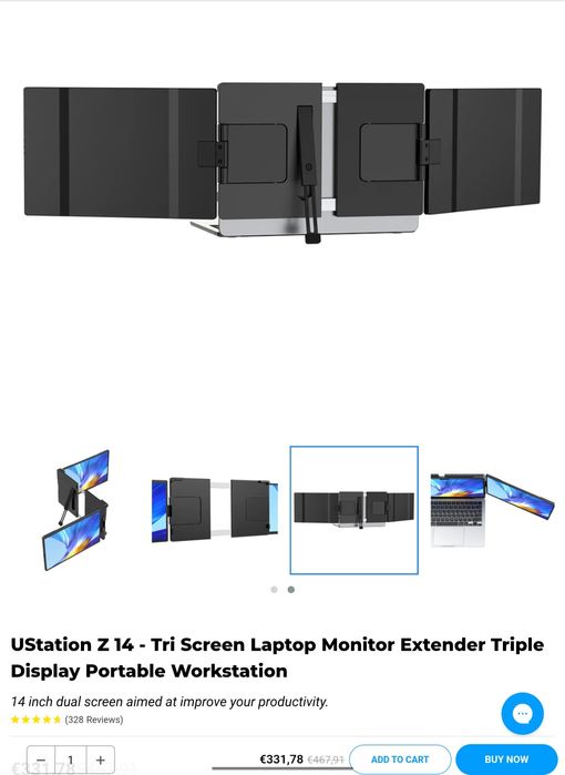 Monitor Portátil  (triplo) Uperfect Station Z14,  resolução QHD