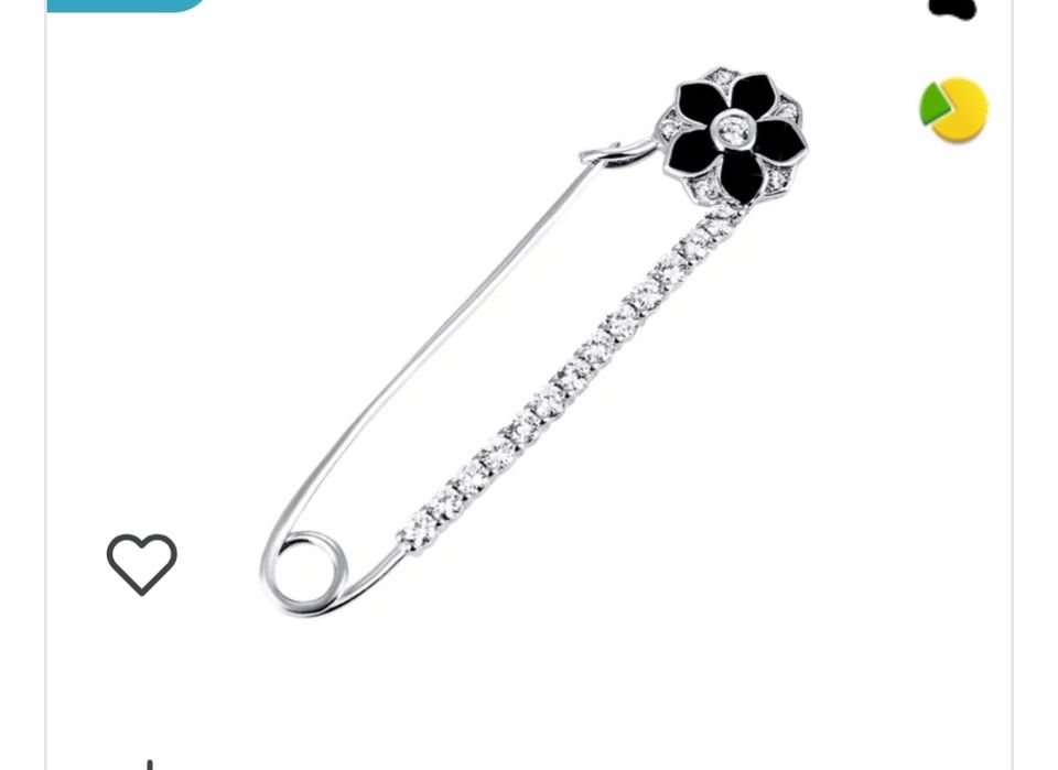 Булавка Квітка зі срібла 925 проби з емаллю і фіанітами